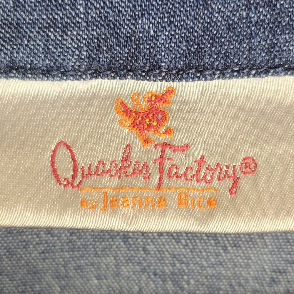 Quacker Factory Lightweight Denim Jacket Women's L Leaf Embroidery Sparkle - Picture 2 of 14